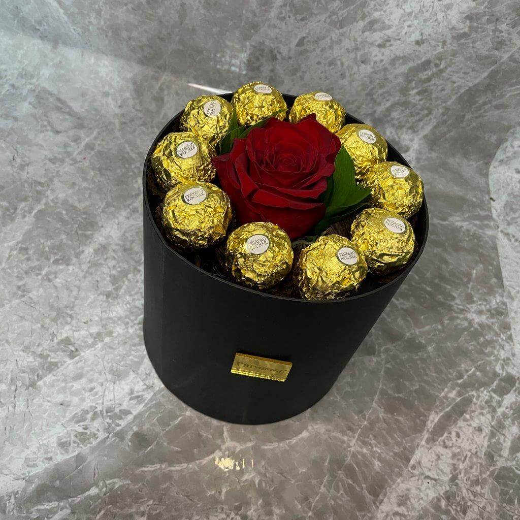 BOX DE 01 ROSA MAS FERRERO